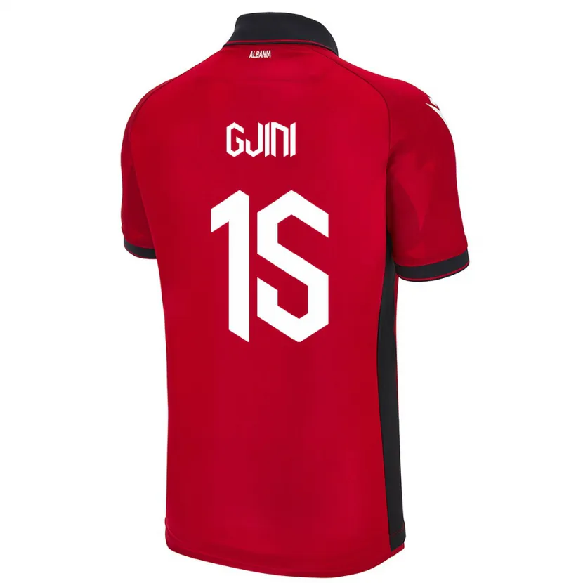 Danxen Homme Maillot Albanie Elmando Gjini #15 Rouge Tenues Domicile 24-26 T-Shirt