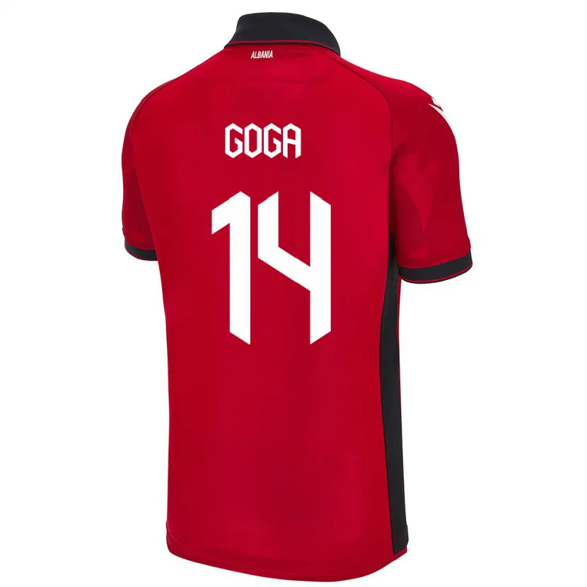 Danxen Homme Maillot Albanie Ergi Goga #14 Rouge Tenues Domicile 24-26 T-Shirt