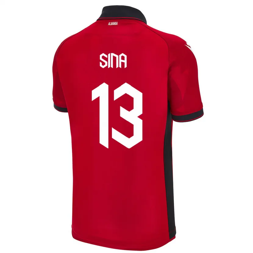 Danxen Homme Maillot Albanie Samuele Sina #13 Rouge Tenues Domicile 24-26 T-Shirt
