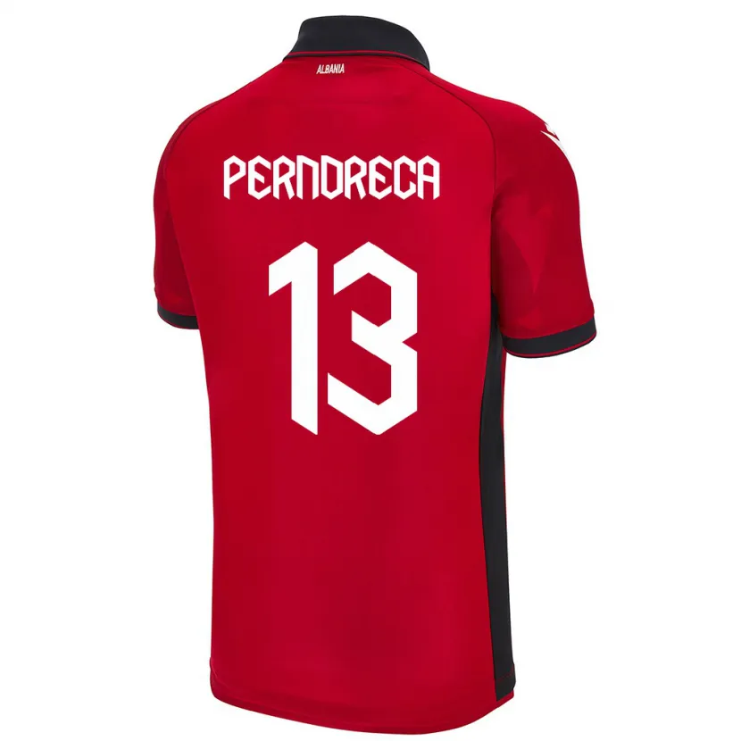Danxen Homme Maillot Albanie Fabjan Perndreca #13 Rouge Tenues Domicile 24-26 T-Shirt