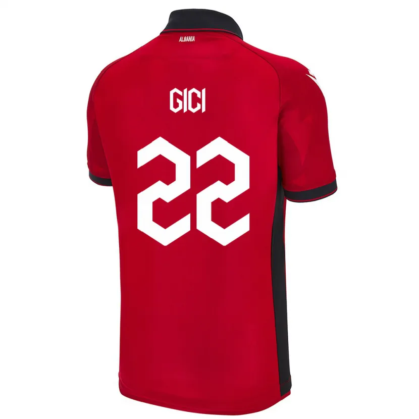 Danxen Homme Maillot Albanie Matias Gici #22 Rouge Tenues Domicile 24-26 T-Shirt