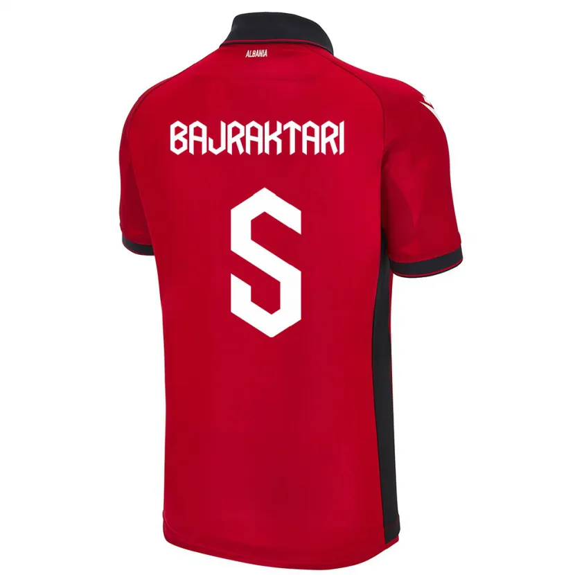 Danxen Homme Maillot Albanie Arbiona Bajraktari #5 Rouge Tenues Domicile 24-26 T-Shirt