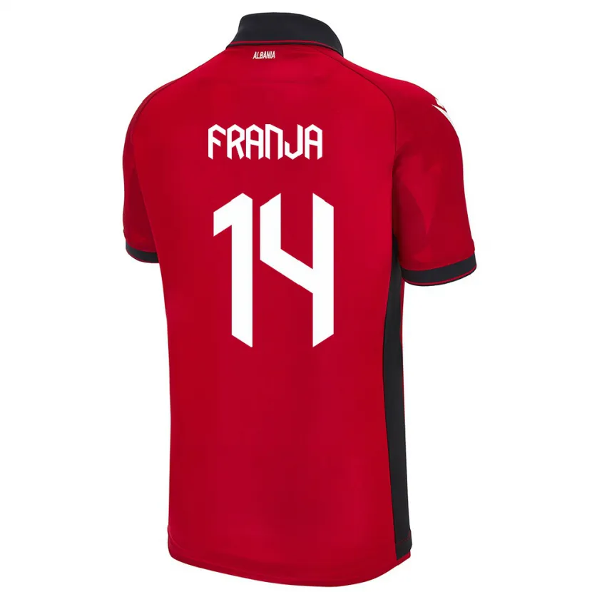 Danxen Homme Maillot Albanie Ezmiralda Franja #14 Rouge Tenues Domicile 24-26 T-Shirt