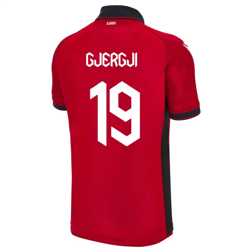 Danxen Homme Maillot Albanie Matilda Gjergji #19 Rouge Tenues Domicile 24-26 T-Shirt