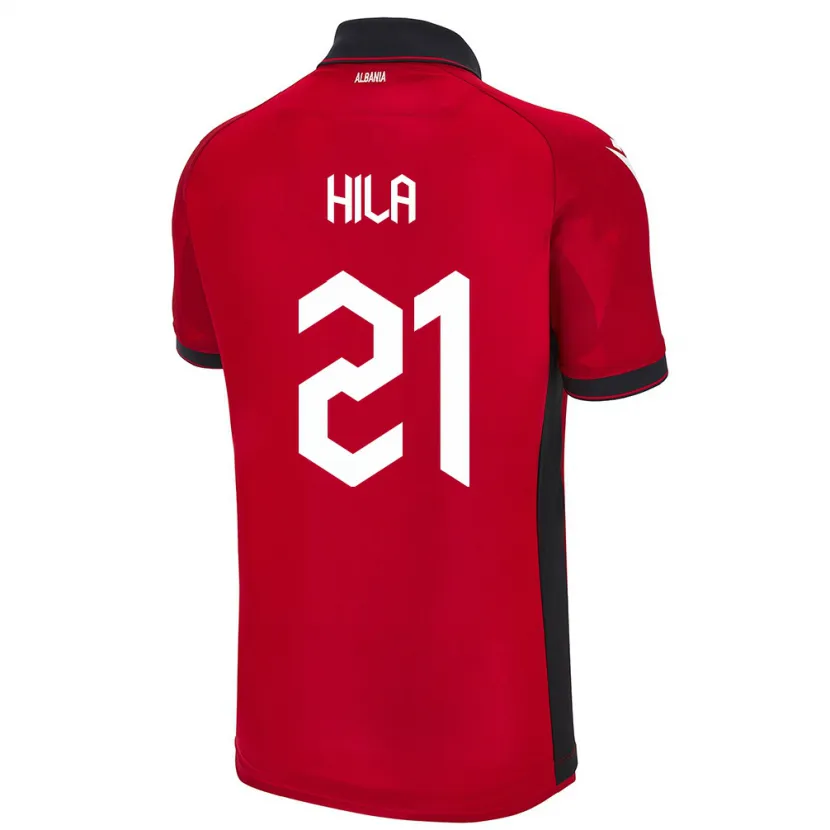 Danxen Homme Maillot Albanie Alma Hila #21 Rouge Tenues Domicile 24-26 T-Shirt