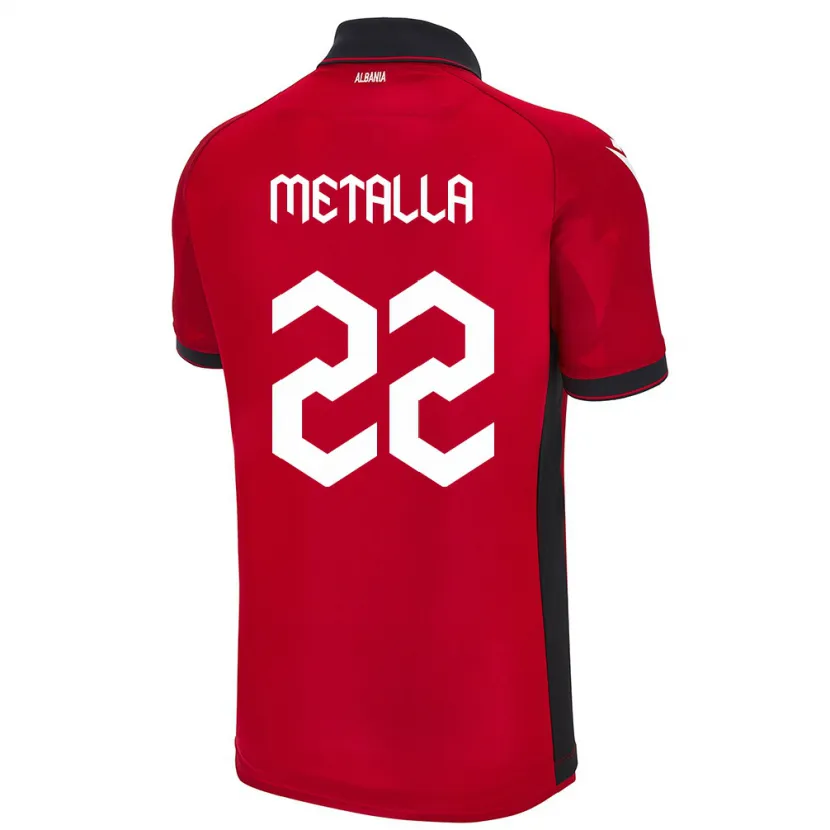 Danxen Homme Maillot Albanie Mikaela Metalla #22 Rouge Tenues Domicile 24-26 T-Shirt