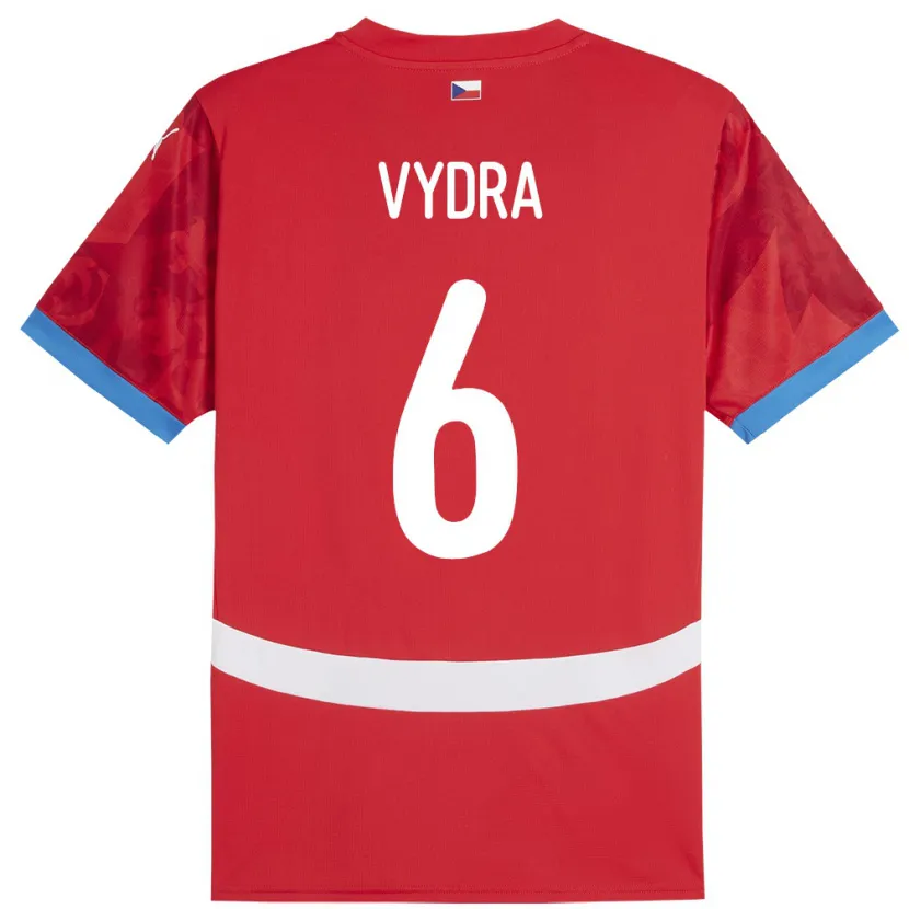 Danxen Homme Maillot Tchéquie Patrik Vydra #6 Rouge Tenues Domicile 24-26 T-Shirt