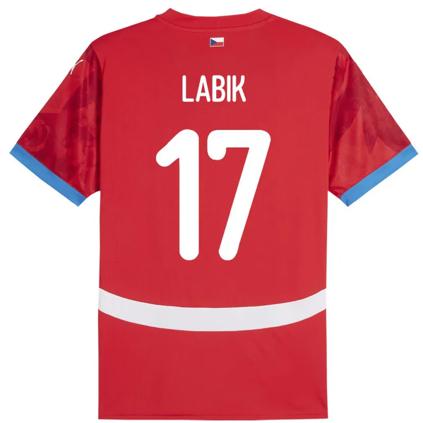 Danxen Homme Maillot Tchéquie Albert Labik #17 Rouge Tenues Domicile 24-26 T-Shirt