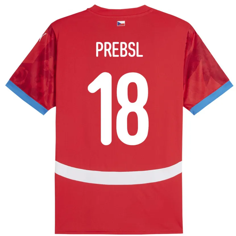 Danxen Homme Maillot Tchéquie Filip Prebsl #18 Rouge Tenues Domicile 24-26 T-Shirt