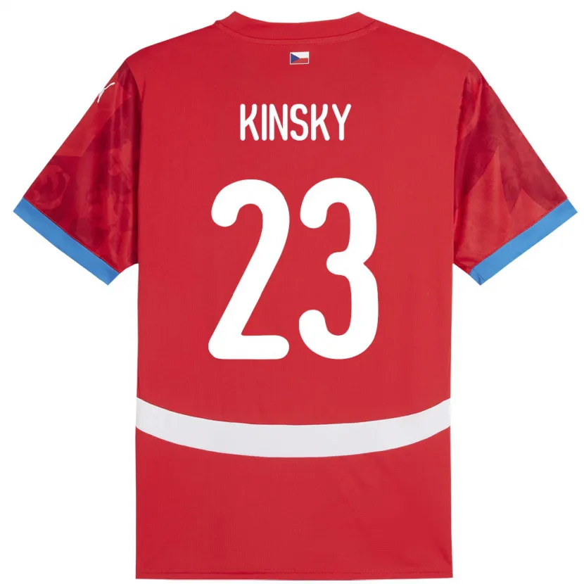 Danxen Homme Maillot Tchéquie Antonin Kinsky #23 Rouge Tenues Domicile 24-26 T-Shirt