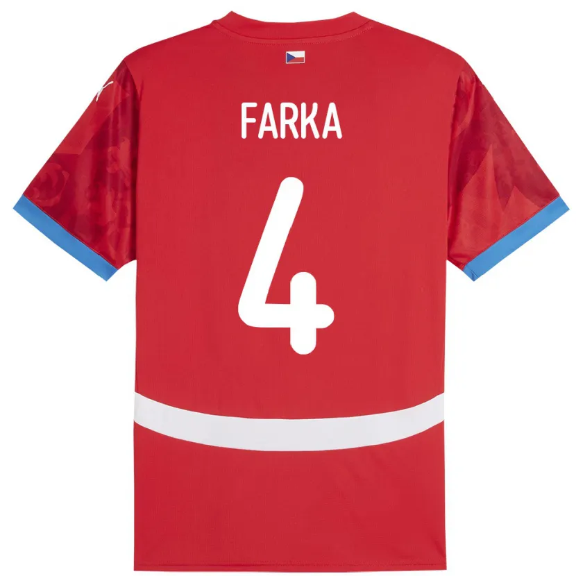 Danxen Homme Maillot Tchéquie Dominik Farka #4 Rouge Tenues Domicile 24-26 T-Shirt