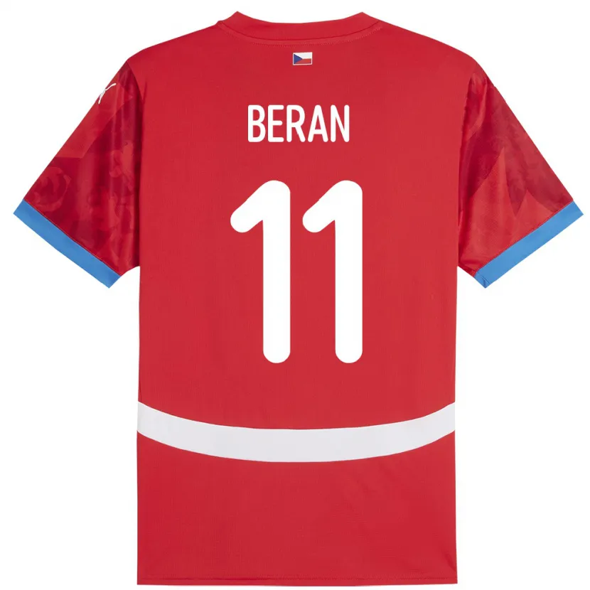 Danxen Homme Maillot Tchéquie Stepan Beran #11 Rouge Tenues Domicile 24-26 T-Shirt