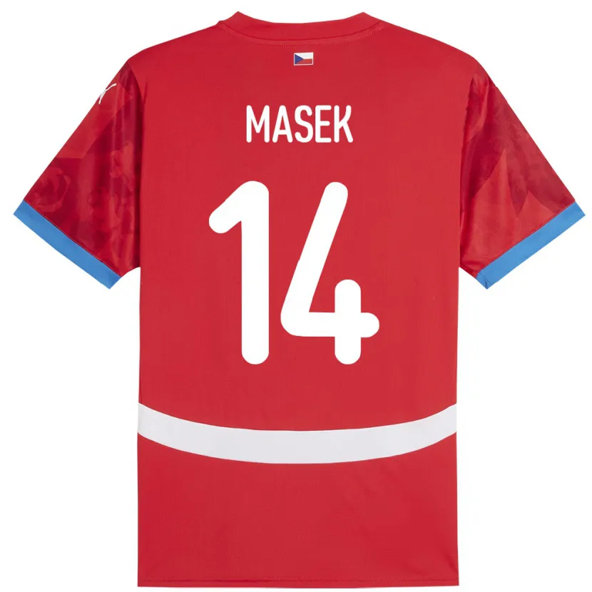 Danxen Homme Maillot Tchéquie Lukas Masek #14 Rouge Tenues Domicile 24-26 T-Shirt
