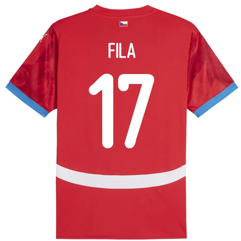Danxen Homme Maillot Tchéquie Lukas Fila #17 Rouge Tenues Domicile 24-26 T-Shirt