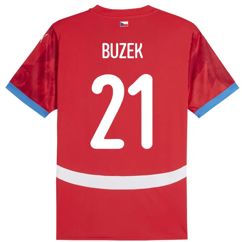 Danxen Homme Maillot Tchéquie Alexandr Buzek #21 Rouge Tenues Domicile 24-26 T-Shirt