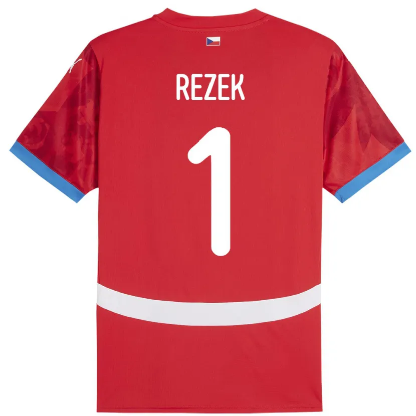 Danxen Homme Maillot Tchéquie Adam Rezek #1 Rouge Tenues Domicile 24-26 T-Shirt