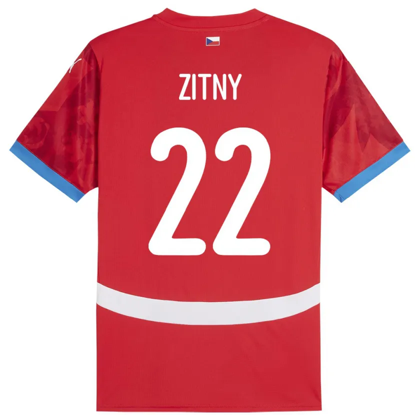 Danxen Homme Maillot Tchéquie Matej Zitny #22 Rouge Tenues Domicile 24-26 T-Shirt