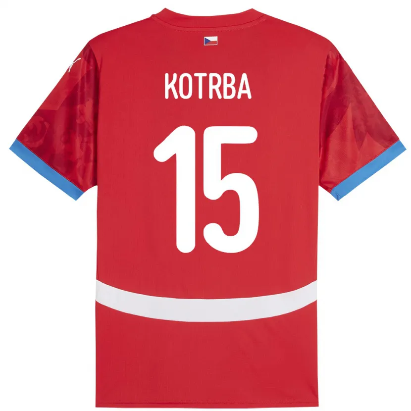 Danxen Homme Maillot Tchéquie Damian Kotrba #15 Rouge Tenues Domicile 24-26 T-Shirt