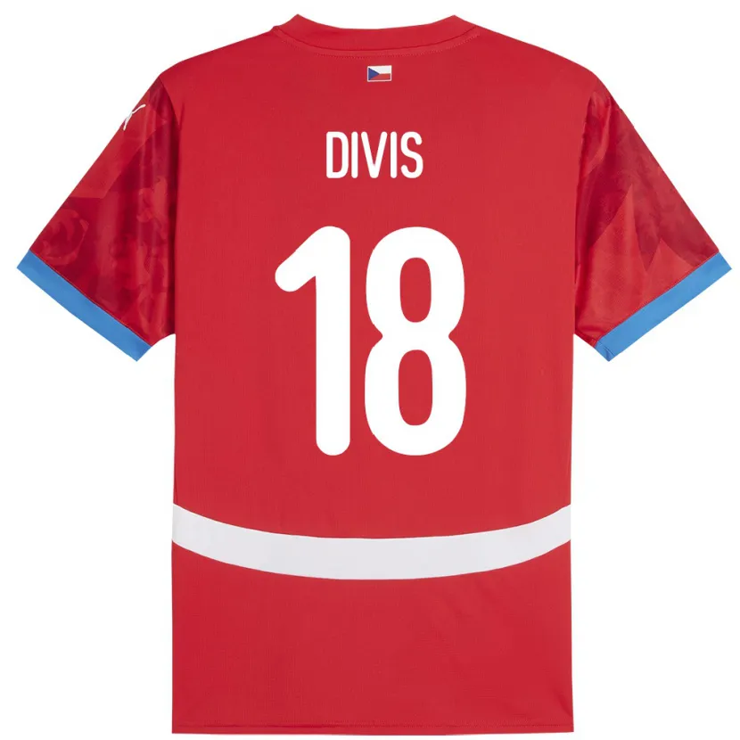 Danxen Homme Maillot Tchéquie Matej Divis #18 Rouge Tenues Domicile 24-26 T-Shirt