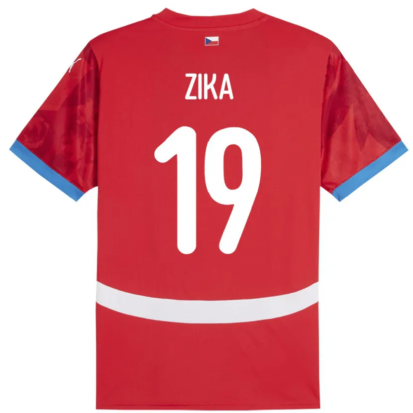 Danxen Homme Maillot Tchéquie Petr Zika #19 Rouge Tenues Domicile 24-26 T-Shirt