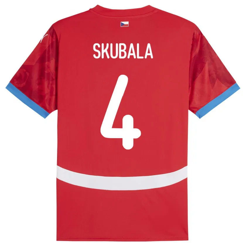 Danxen Homme Maillot Tchéquie Tomas Skubala #4 Rouge Tenues Domicile 24-26 T-Shirt