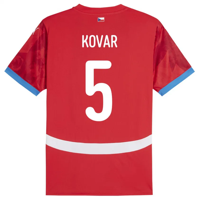 Danxen Homme Maillot Tchéquie Martin Kovar #5 Rouge Tenues Domicile 24-26 T-Shirt