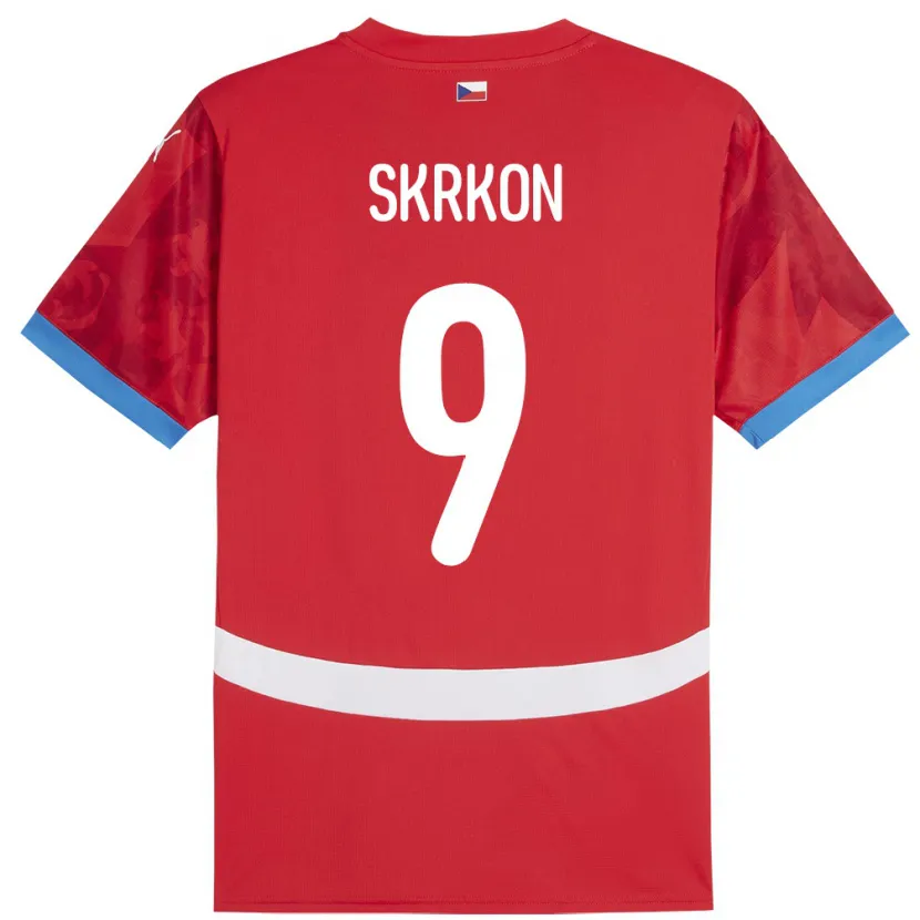 Danxen Homme Maillot Tchéquie Vit Skrkon #9 Rouge Tenues Domicile 24-26 T-Shirt