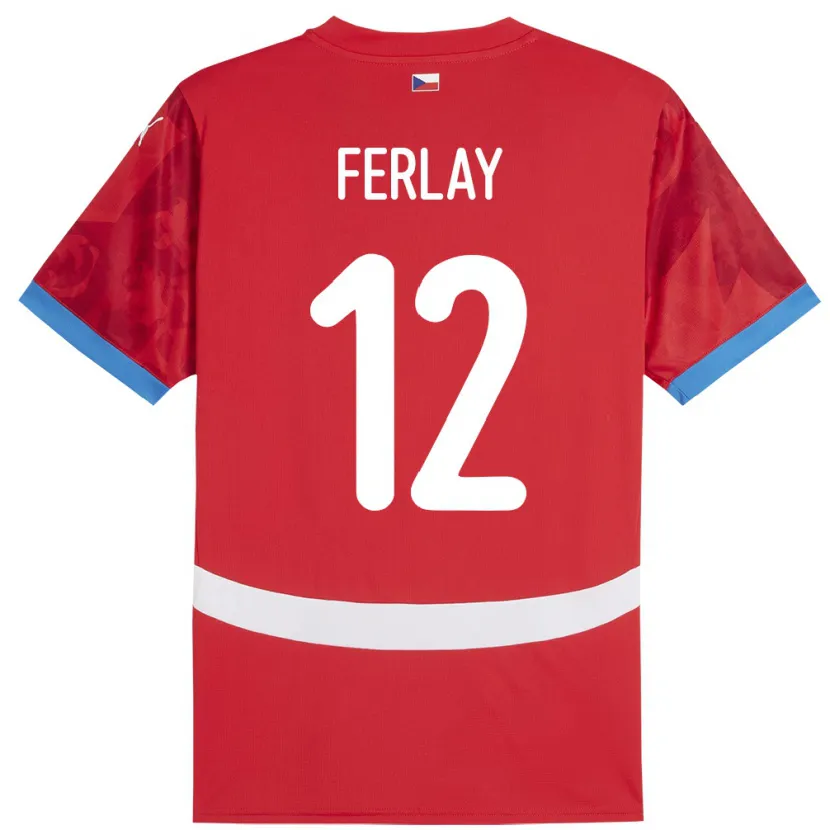 Danxen Homme Maillot Tchéquie Ruben Ferlay #12 Rouge Tenues Domicile 24-26 T-Shirt