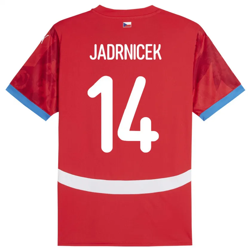 Danxen Homme Maillot Tchéquie Nikola Jadrnicek #14 Rouge Tenues Domicile 24-26 T-Shirt