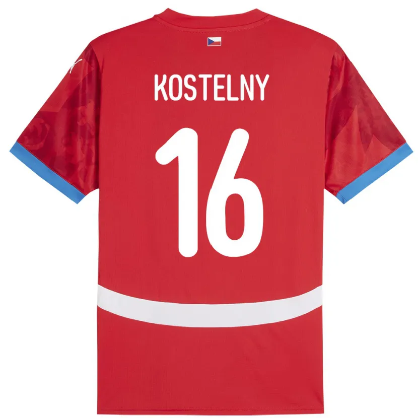 Danxen Homme Maillot Tchéquie Krystof Kostelny #16 Rouge Tenues Domicile 24-26 T-Shirt