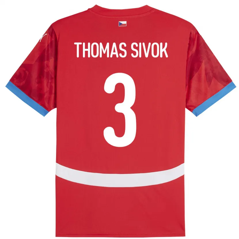 Danxen Homme Maillot Tchéquie Andre Thomas Sivok #3 Rouge Tenues Domicile 24-26 T-Shirt