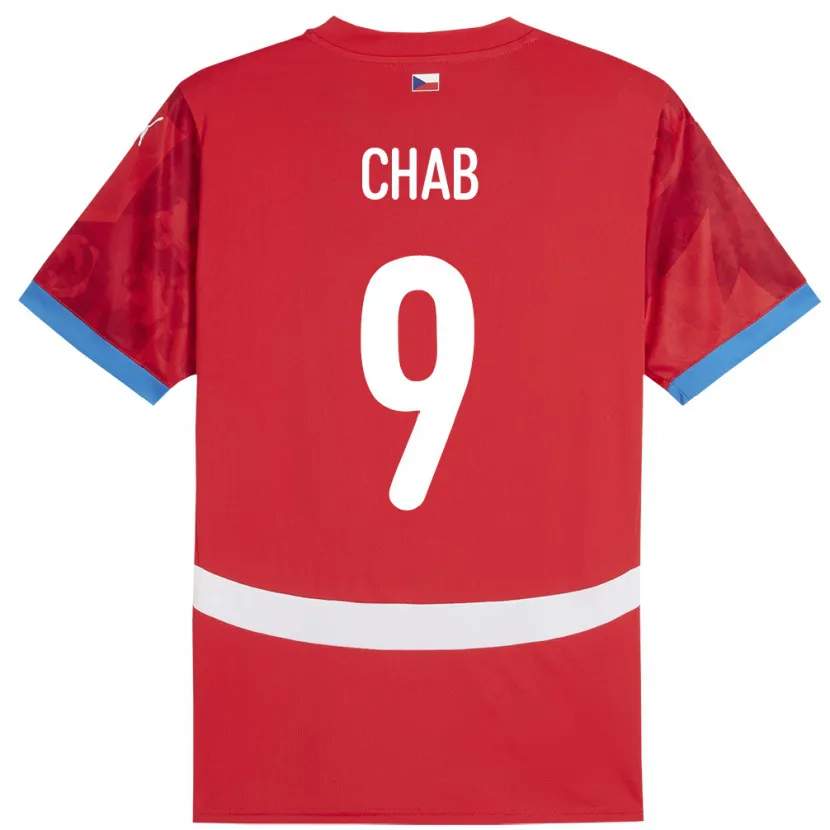 Danxen Homme Maillot Tchéquie Adam Chab #9 Rouge Tenues Domicile 24-26 T-Shirt