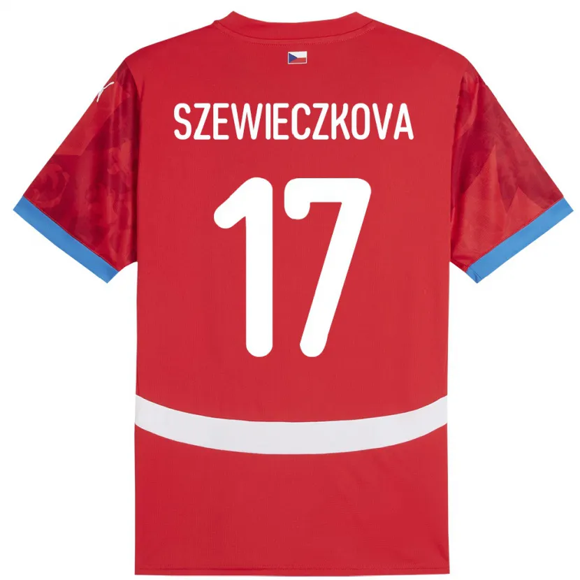 Danxen Homme Maillot Tchéquie Tereza Szewieczková #17 Rouge Tenues Domicile 24-26 T-Shirt