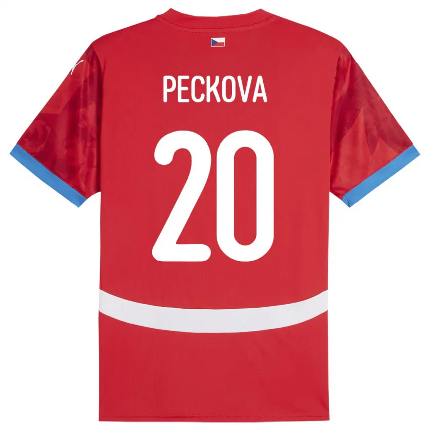 Danxen Homme Maillot Tchéquie Alena Pěčková #20 Rouge Tenues Domicile 24-26 T-Shirt