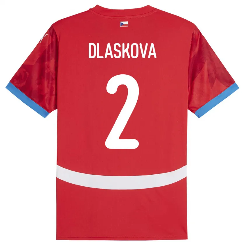 Danxen Homme Maillot Tchéquie Anna Dlasková #2 Rouge Tenues Domicile 24-26 T-Shirt
