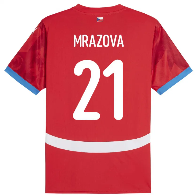 Danxen Homme Maillot Tchéquie Miroslava Mrázová #21 Rouge Tenues Domicile 24-26 T-Shirt