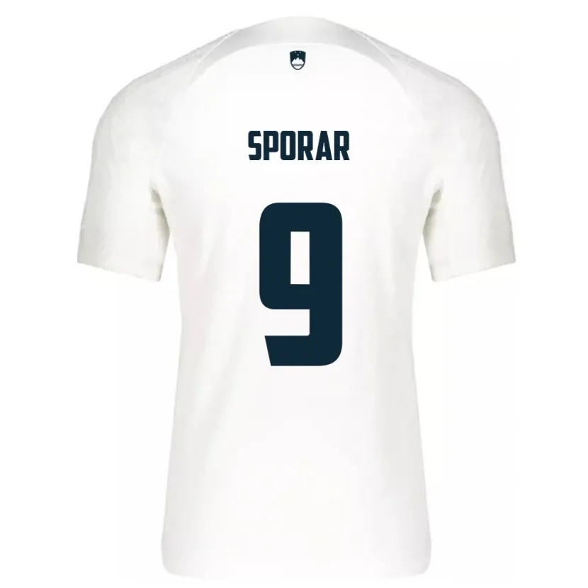 Danxen Homme Maillot Slovénie Andraz Sporar #9 Blanc Tenues Domicile 24-26 T-Shirt