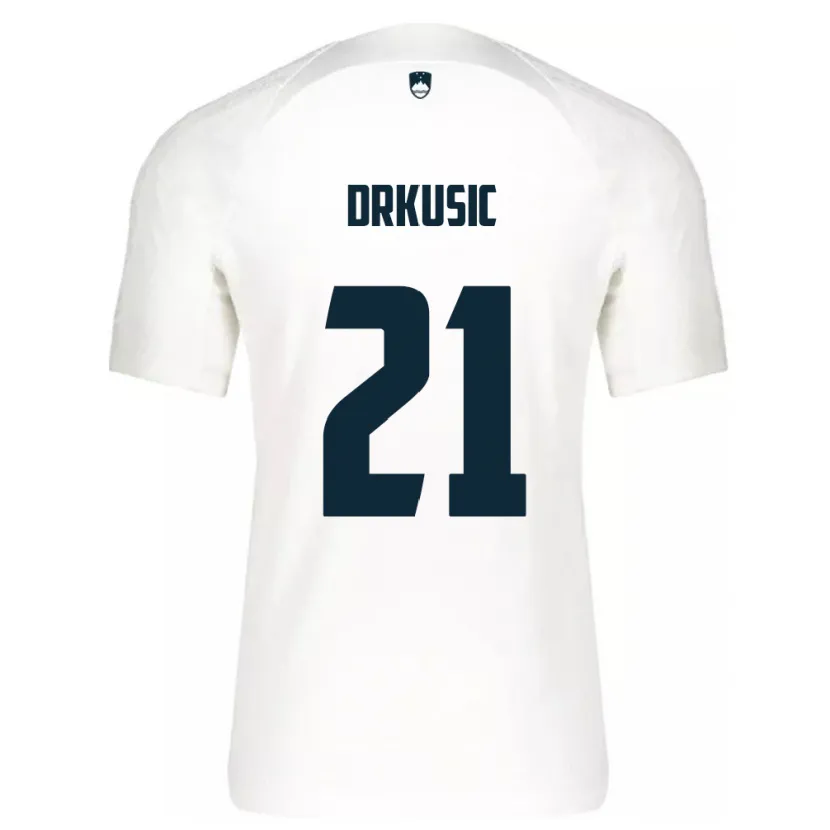 Danxen Homme Maillot Slovénie Vanja Drkusic #21 Blanc Tenues Domicile 24-26 T-Shirt