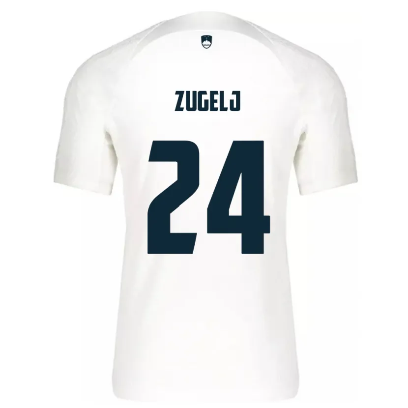 Danxen Homme Maillot Slovénie Nino Zugelj #24 Blanc Tenues Domicile 24-26 T-Shirt
