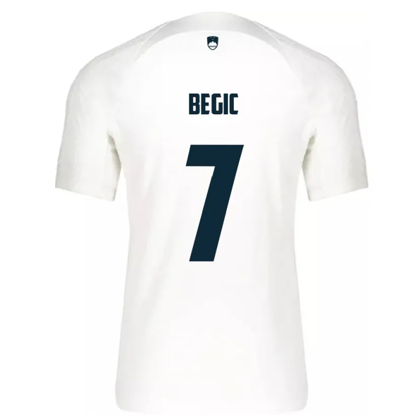 Danxen Homme Maillot Slovénie Tjas Begic #7 Blanc Tenues Domicile 24-26 T-Shirt