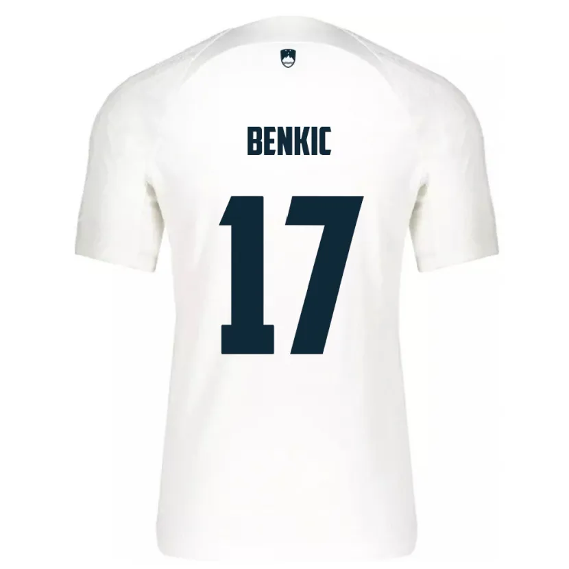 Danxen Homme Maillot Slovénie Kevin Benkic #17 Blanc Tenues Domicile 24-26 T-Shirt
