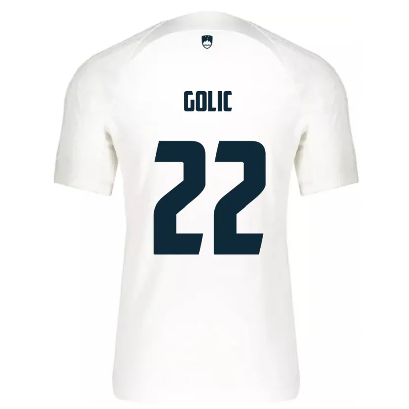 Danxen Homme Maillot Slovénie Tilen Golic #22 Blanc Tenues Domicile 24-26 T-Shirt
