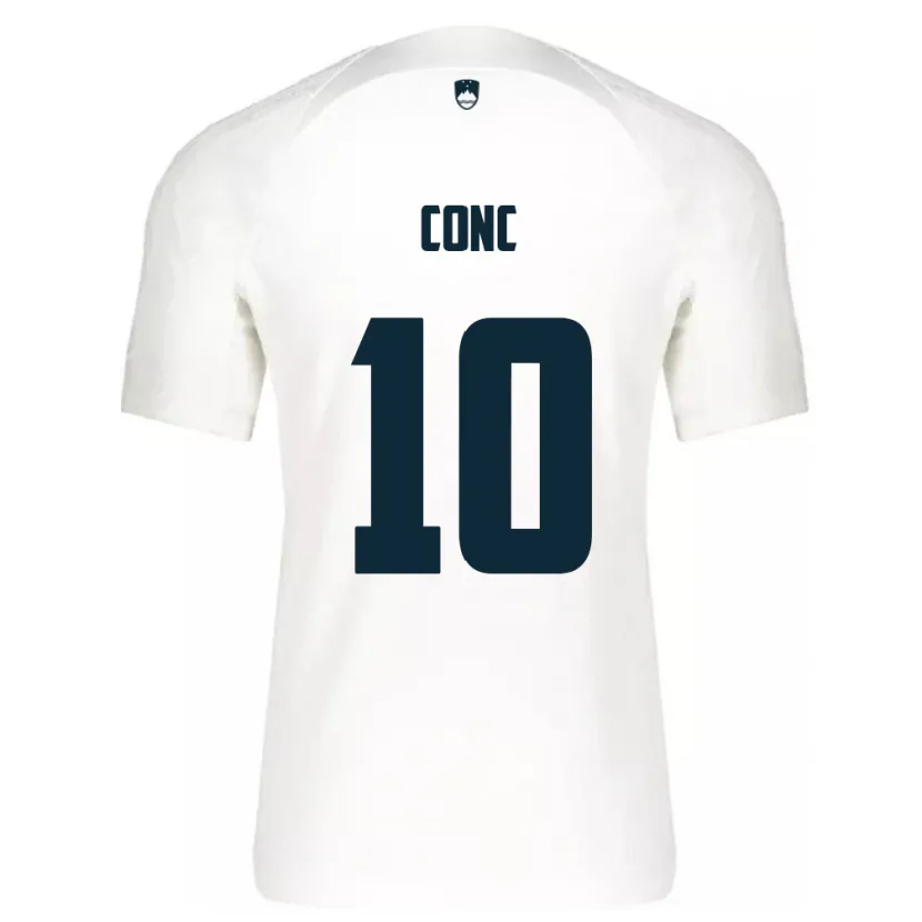Danxen Homme Maillot Slovénie Dominika Čonč #10 Blanc Tenues Domicile 24-26 T-Shirt