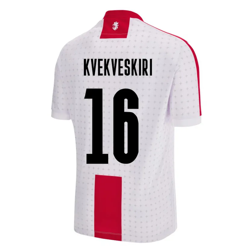 Danxen Homme Maillot Géorgie Nika Kvekveskiri #16 Blanc Tenues Domicile 24-26 T-Shirt