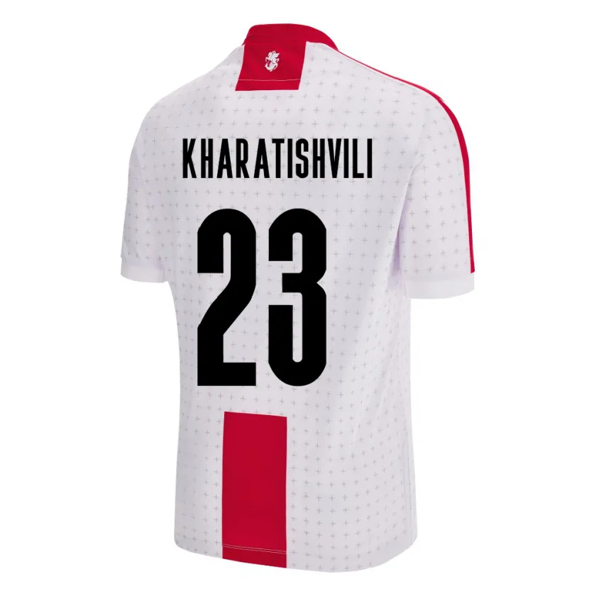 Danxen Homme Maillot Géorgie Luka Kharatishvili #23 Blanc Tenues Domicile 24-26 T-Shirt
