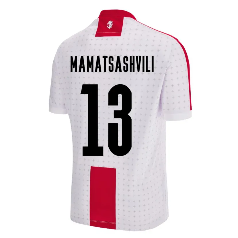 Danxen Homme Maillot Géorgie Saba Mamatsashvili #13 Blanc Tenues Domicile 24-26 T-Shirt