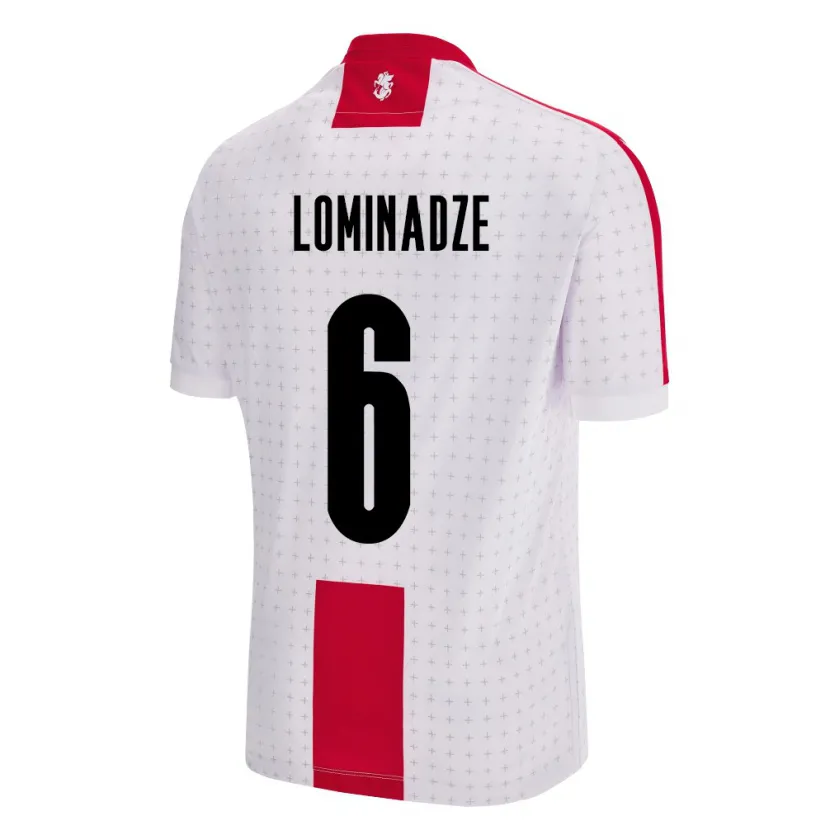 Danxen Homme Maillot Géorgie Nodar Lominadze #6 Blanc Tenues Domicile 24-26 T-Shirt