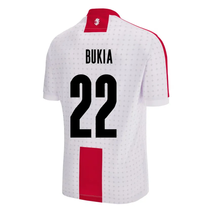 Danxen Homme Maillot Géorgie Davit Bukia #22 Blanc Tenues Domicile 24-26 T-Shirt
