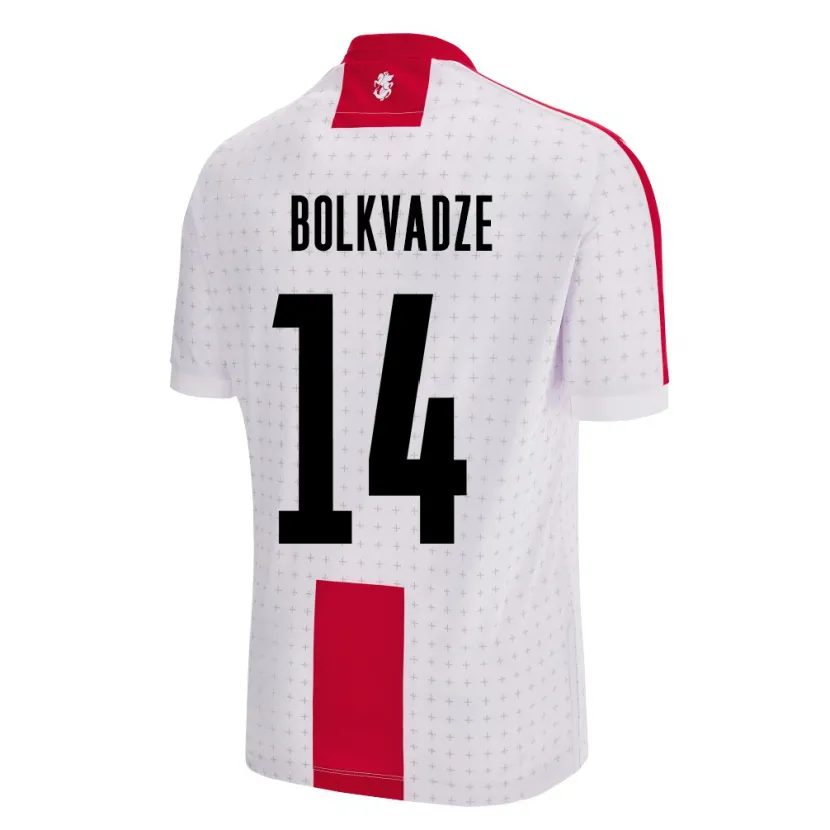 Danxen Homme Maillot Géorgie Anastasia Bolkvadze #14 Blanc Tenues Domicile 24-26 T-Shirt