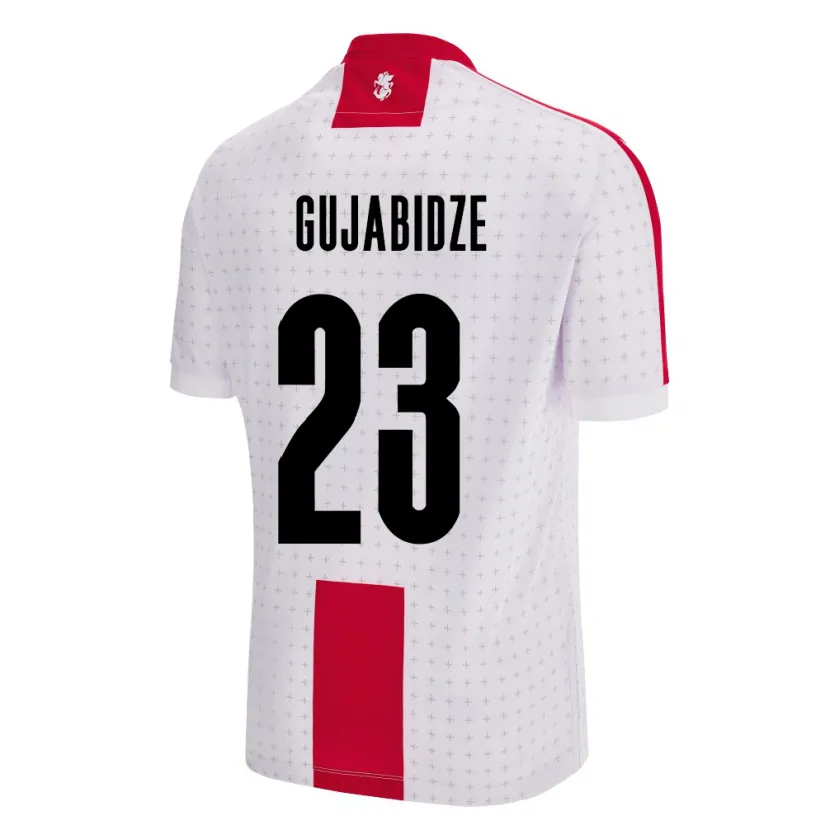 Danxen Homme Maillot Géorgie Nino Gujabidze #23 Blanc Tenues Domicile 24-26 T-Shirt